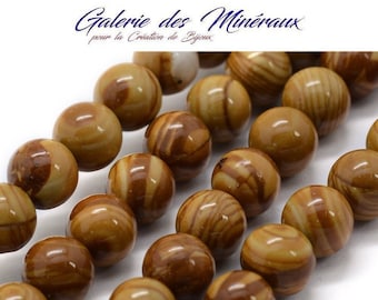FOSSILIZED WOOD natural wood bead in set of round beads in 6mm 8mm 10mm: jewelry creation & creative hobbies