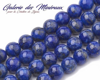LAPIS LAZULI  gemme pierre fine naturelle en lot de perles rondes   en 6mm 8mm 10mm : création bijoux & loisirs créatifs