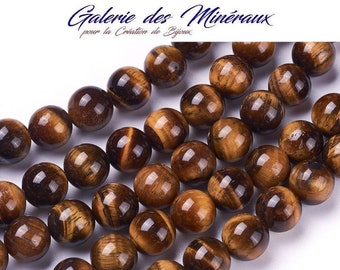 TIGER EYE gemstone natural stone in batch of round beads in 6mm 8mm 10mm: jewelry creation and creative hobbies