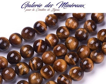 TIGER'S EYE gemstone natural fine stone in batch of round beads in 6mm 8mm 10mm: jewelry creation and creative hobbies