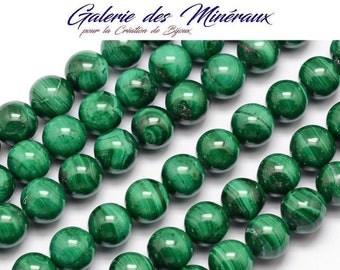 MALACHITE gem natural fine stone in batch of round beads in 6mm 8mm: jewelry creation & creative hobbies