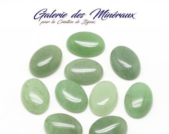 AVENTURINE  VERTE  gemme pierre fine naturelle en cabochon ovale en 18x13mm et 40x30mm : création bijoux, macramé et loisirs créatifs