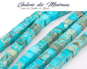 JASPE IMPERIAL TURQUOISE Edelstein Naturstein im Set aus 6mm Würfelperlen: Schmuckkreation und kreative Hobbys