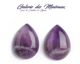 AMETHYSTE  gemme pierre fine naturelle en cabochon goutte lisse en 8x6mm, 18x13mm et 25x18mm : création bijoux, macramé