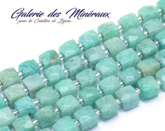 AMAZONITE natural pearl in a batch of 10mm faceted cube beads: ideal for creating jewelry and creative hobbies