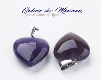 AMETHYSTE Pendant of 20 to 30 CARATS Extra Quality in the shape of Heart lithotherapy natural stone