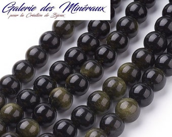 Golden OBSIDIAN gemstone natural fine stone in batch of round beads in 6mm 8mm 10mm: jewelry creation & creative hobbies