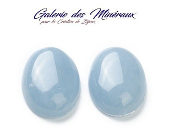 ANGELITE  gemme pierre fine naturelle cabochon ovale en 14x10mm et 18x13mm :  création bijoux, macramé et loisirs créatifs