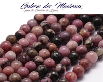 RHODONITE  gemme pierre fine naturelle en lot de perles rondes   en 6mm 8mm 10mm : création bijoux & loisirs créatifs