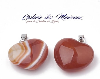 CORNALINE Pendant of 20 to 30 CARATS Extra Quality in the shape of a heart natural stone lithotherapy