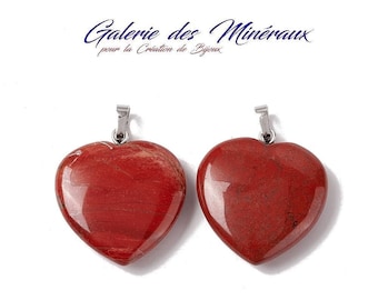 RED JASPE Pendant of 35 to 45 CARATS Extra quality in the shape of a heart lithotherapy natural stone