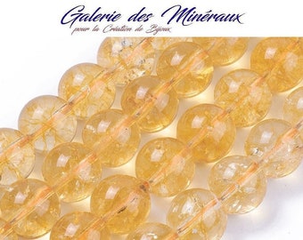 CITRINE  gemme pierre fine naturelle en lot de perles rondes   en 6mm 8mm 10mm : création bijoux & loisirs créatifs