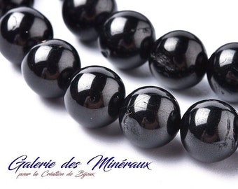 Black SPINELLE gemstone natural fine stone in batch of 8mm round beads: jewelry creation & creative hobbies