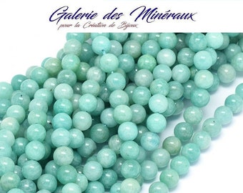AMAZONITE gemme pierre fine naturelle en lot de perles rondes   en 6mm 8mm 10mm : création bijoux & loisirs créatifs