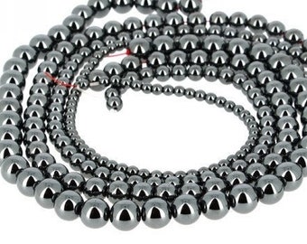 HEMATITE  gemme pierre fine naturelle en lot de perles rondes   en 6mm 8mm 10mm : création bijoux & loisirs créatifs