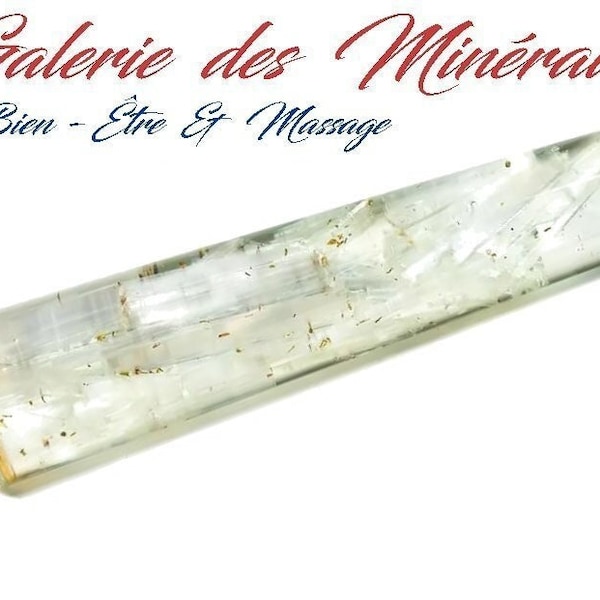 Baton de Massage en Orgonite Sélénite avec motif Fleur de Vie Lithothérapie Bien-Etre Soin Relaxation