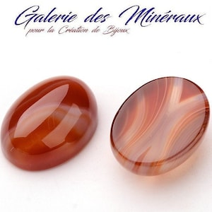 AGATE Rouge gemme pierre fine naturelle en cabochon ovale en 18x13mm : création bijoux, macramé et loisirs créatifs image 1