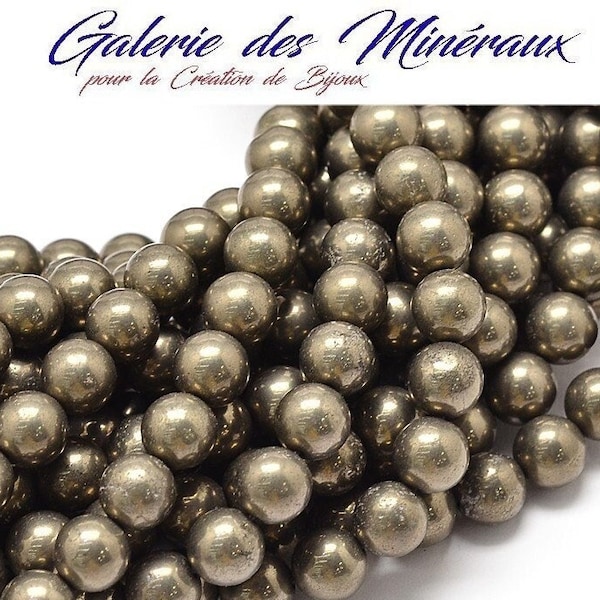 PYRITE  gemme pierre fine naturelle en lot de perles rondes   en 6mm 8mm 10mm : création bijoux & loisirs créatifs