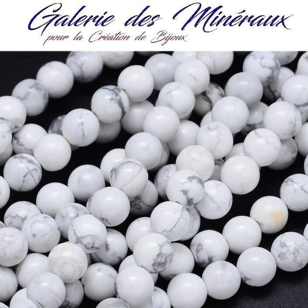 HOWLITE gem natural fine stone in batch of round beads in 6mm, 8mm and 10mm: jewelry creation & creative hobbies