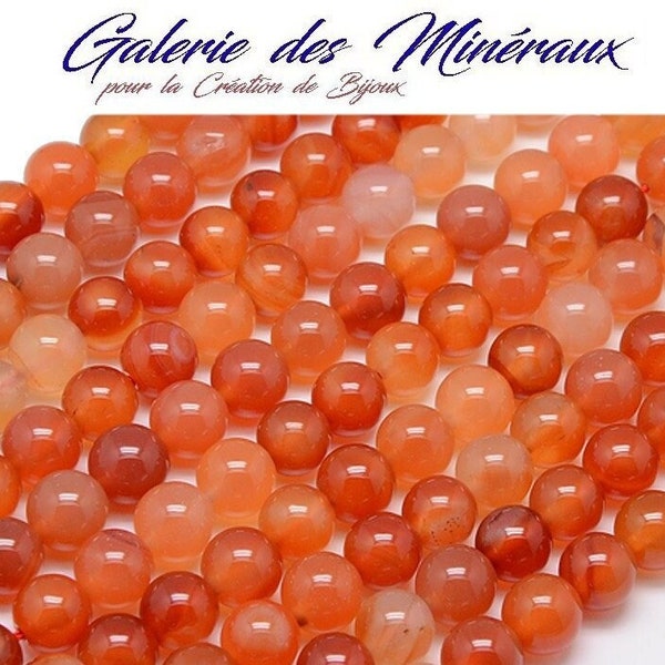 CORNALINE  gemme pierre fine naturelle en lot de perles rondes   en 6mm 8mm 10mm : création bijoux & loisirs créatifs