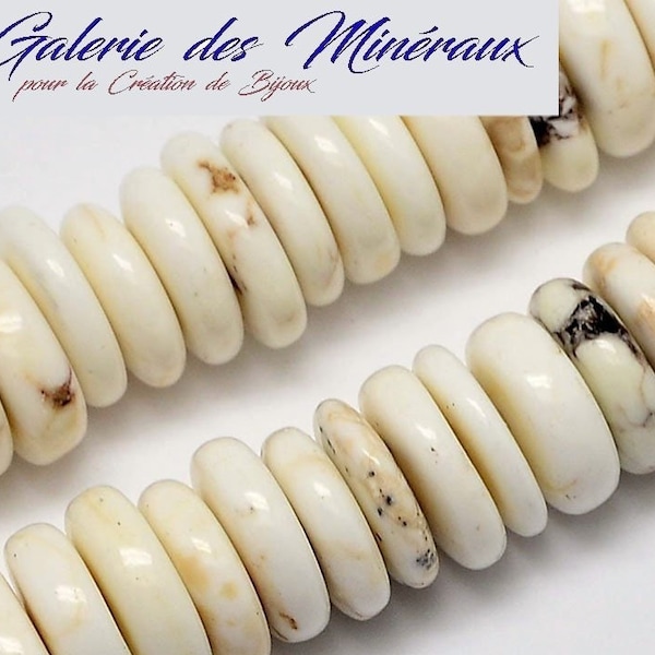 MAGNESITE  gemme pierre fine naturelle en lot de perles rondelles   en 9 à 12mm : création bijoux & loisirs créatifs