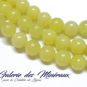 JADE Citron gemme pierre fine naturelle en lot de perles rondes en 6mm 8mm 10mm : création bijoux & loisirs créatifs image 1