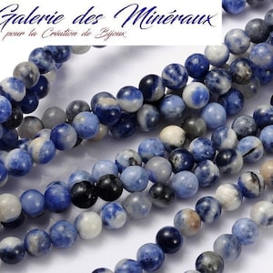 SODALITE-Edelstein aus Naturstein in einer Reihe runder Perlen in den Größen 6 mm, 8 mm und 10 mm: Schmuckherstellung und kreative Hobbys Bild 1