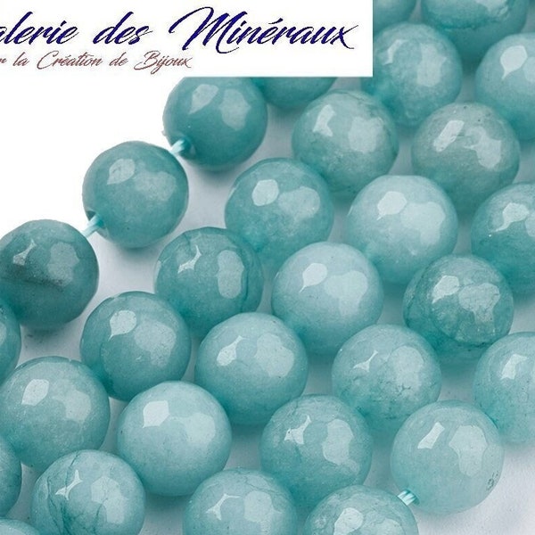 JADE  TURQUOISE  gemme pierre fine naturelle en lot de perles rondes à facettes en 8mm 10mm : création bijoux & loisirs créatifs