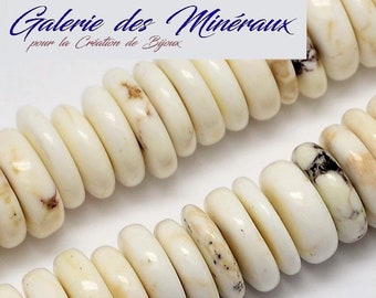 MAGNESITE  gemme pierre fine naturelle en lot de perles rondelles   en 9 à 12mm : création bijoux & loisirs créatifs