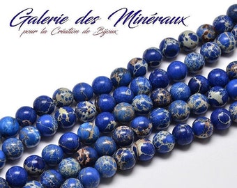 JASPE IMPERIAL Bleu  gemme pierre fine naturelle en lot de perles rondes   en 6mm 8mm 10mm : création bijoux & loisirs créatifs