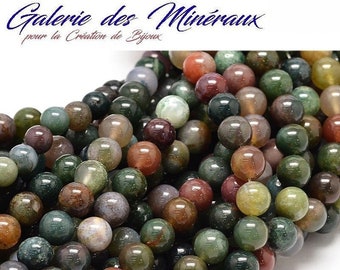 AGATE INDIENNE gemme pierre fine naturelle en lot de perles rondes   en 6mm 8mm 10mm : création bijoux & loisirs créatifs