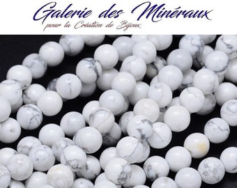 HOWLITE  gemme pierre fine naturelle en lot de perles rondes   en 6mm, 8mm et 10mm : création bijoux & loisirs créatifs