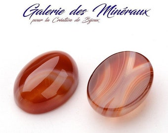 AGATE Rouge  gemme pierre fine naturelle en cabochon ovale en 18x13mm : création bijoux, macramé et loisirs créatifs