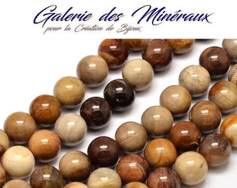 PETRIFIED WOOD natural wooden bead in set of round beads in 6mm 8mm 10mm: jewelry creation & creative hobbies