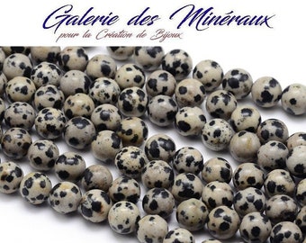 JASPE DALMATIEN  gemme pierre fine naturelle en lot de perles rondes   en 6mm 8mm 10mm : création bijoux & loisirs créatifs