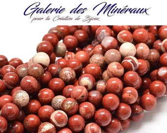 JASPE  ROUGE  gemme pierre fine naturelle en lot de perles rondes   en 6mm 8mm 10mm : création bijoux & loisirs créatifs