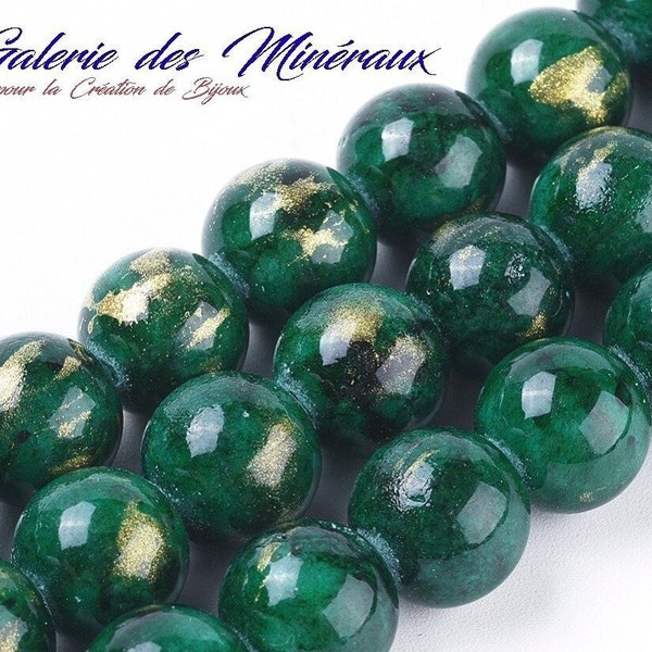 JADE MASHAN Vert poudre d'Or gemme pierre fine naturelle en fil de perles rondes   en 6mm 8mm 10mm : création bijoux & loisirs créatifs