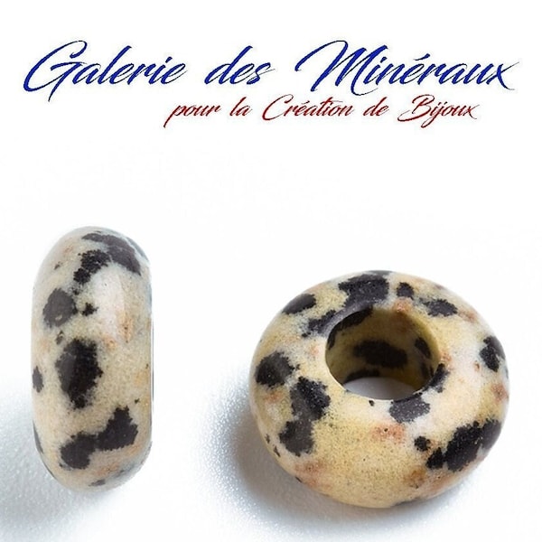 JASPE  DALMATIEN  gemme pierre fine naturelle en lot de perles rondelles de 12mm à Gros Trous : création bijoux & loisirs créatifs