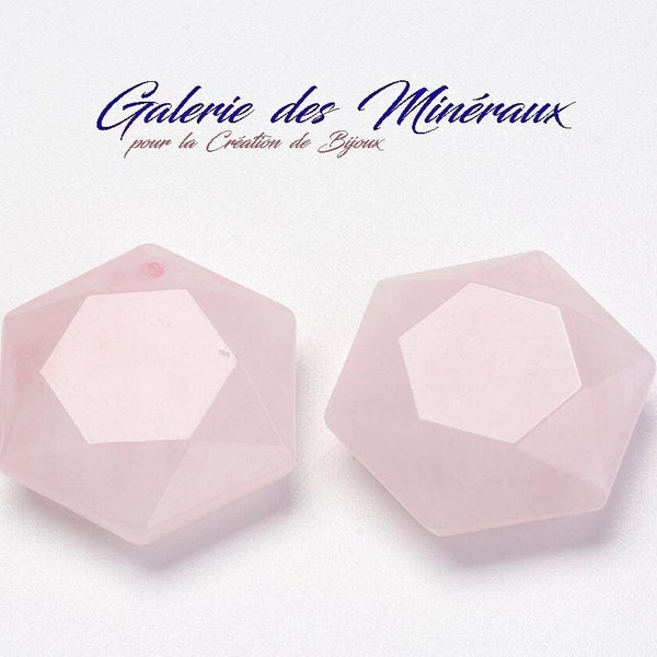 QUARTZ ROSE  pendentif de  50 à 60 CARATS  Qualité Extra en forme Hexagonale lithotherapie pierre naturelle