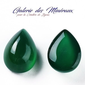 Pietra preziosa naturale ONICE VERDE in cabochon a fondo piatto e goccia liscia da 14x10mm: creazione di gioielli, macramè e hobby creativi