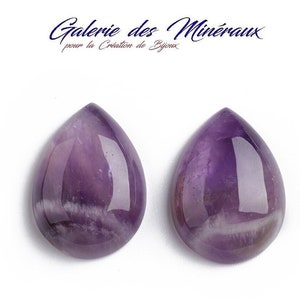 AMETHYSTE  gemme pierre naturelle en cabochon à dos plat et en  goutte lisse en 8x6mm, 18x13mm et 25x18mm : création bijoux, macramé