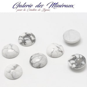 Pietra preziosa naturale HOWLITE con retro piatto e cabochon rotondo da 8 mm e 18 mm: creazione di gioielli, macramè e hobby creativi