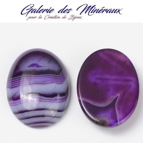AGATE Violine gemstone natural fine stone in oval cabochon in 18x13mm: jewelry creation, macramé and creative hobbies