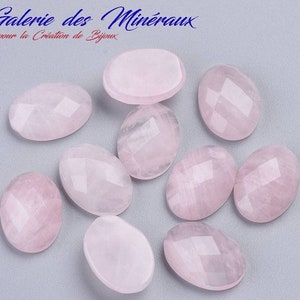 QUARTZ ROSE gemme pierre fine en cabochon ovale à Facettes en 18x13mm : création bijoux, macramé et loisirs créatifs image 1