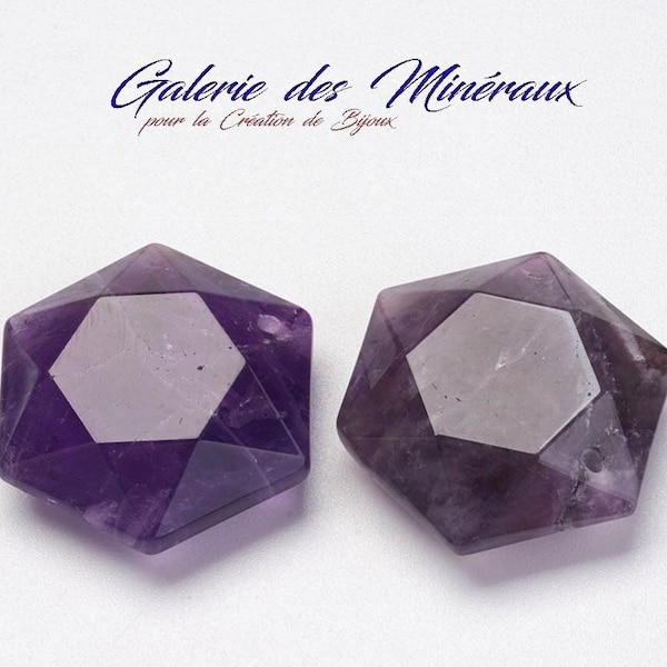 AMETHYSTE  pendentif de  45 à 55 CARATS  Qualité Extra en forme Hexagonale lithotherapie pierre naturelle