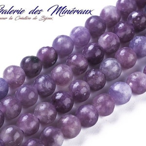 LEPIDOLITE gemme pierre fine naturelle en lot de perles rondes en 6mm 8mm : création bijoux & loisirs créatifs image 1