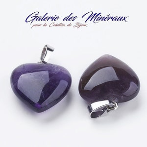 AMETHYST Extra Quality Natural Stone Pendant in Heart Shape Lithotherapy Love Valentine&#39;s Day