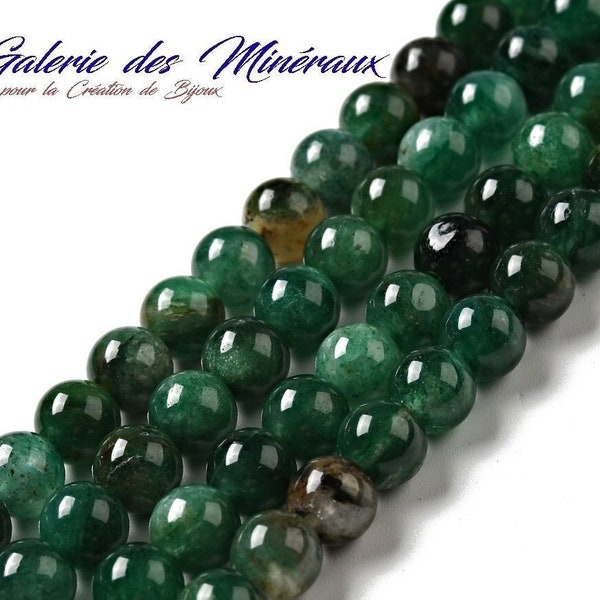EMERAUDE  gemme pierre fine naturelle en lot de perles rondes   en 6mm 8mm 10mm : création bijoux & loisirs créatifs