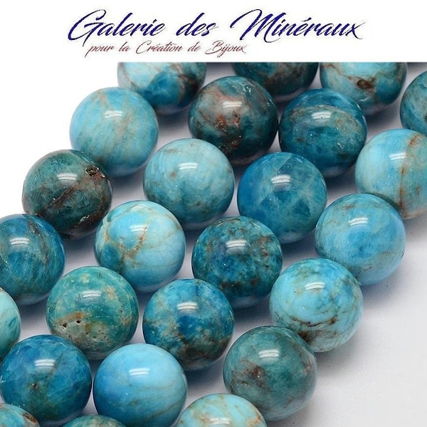 APATITE  gemme pierre fine naturelle en lot de perles rondes lisses en 6mm 8mm 10mm : création bijoux & loisirs créatifs