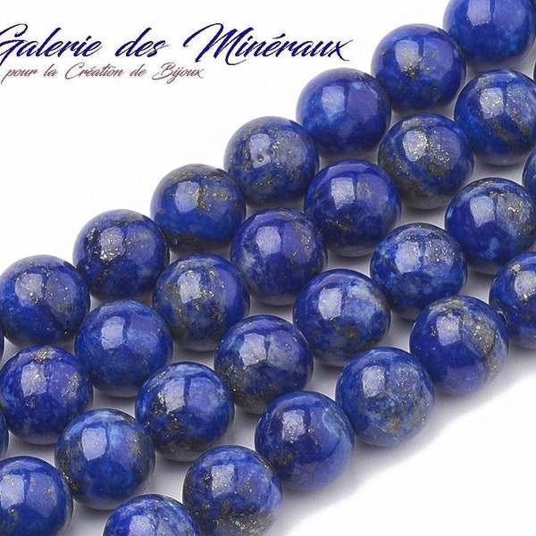 LAPIS LAZULI gema piedra fina natural en lote de cuentas redondas en 6 mm 8 mm 10 mm: creación de joyas y pasatiempos creativos